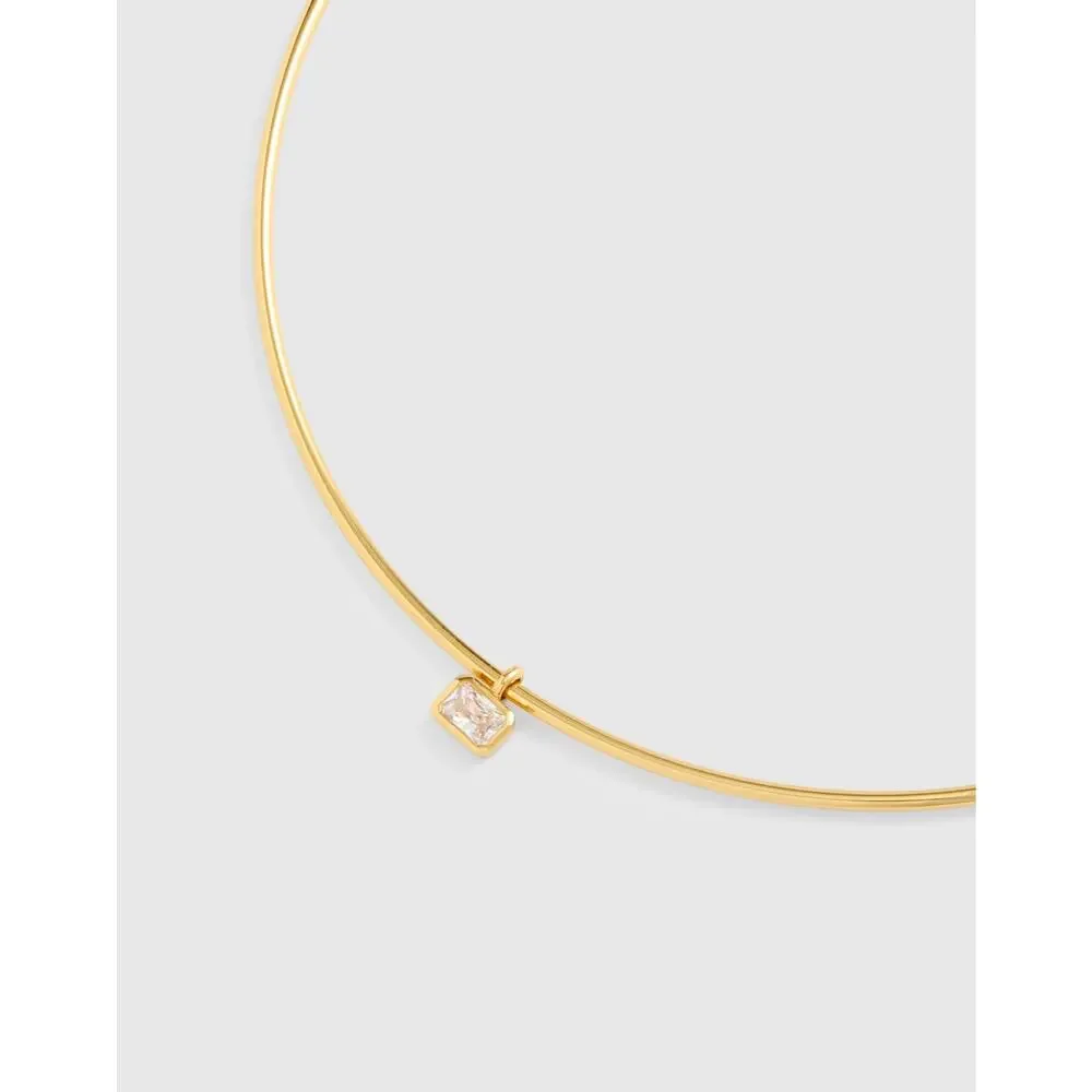 Madewell Horse Shoe Charm Wire Choker Necklace Antique Gold One Size NWT - Picture 6 of 12